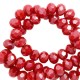 Faceted glass beads 4x3mm disc Red samba-pearl shine coating